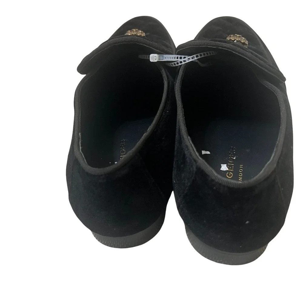 Kurt Geiger Black Velvet Loafers With Gold Hand Embellishments - Mens Slip-On S